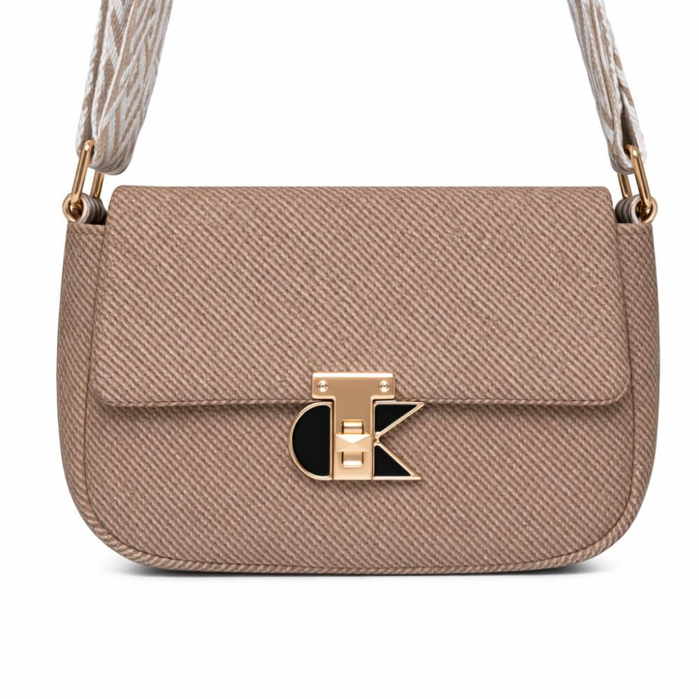  Ivory Textured Crossbody Bag (Beige)